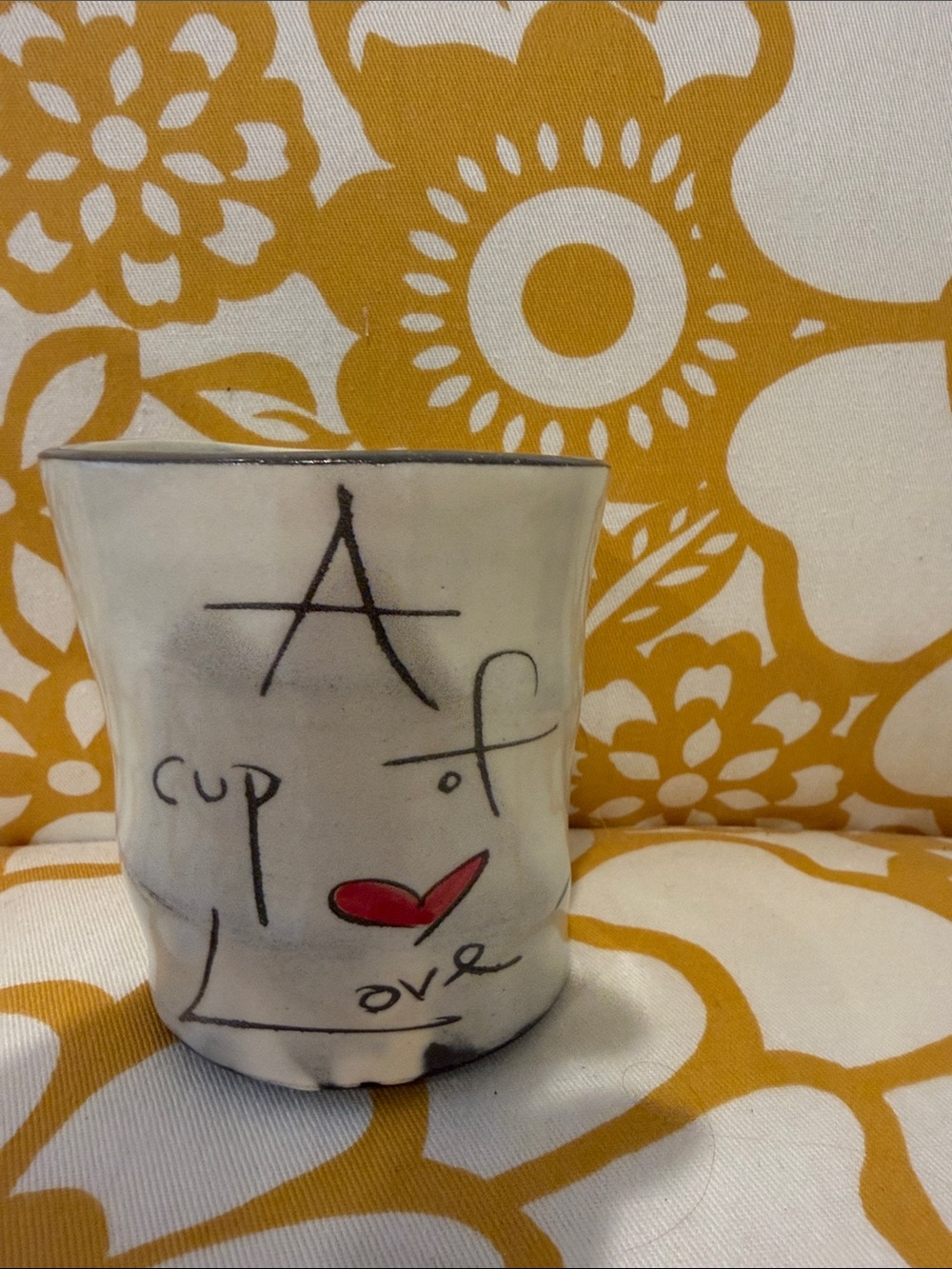 Z Pots Handcrafted Ceramic A Cup of Love Mug Red Heart Accent Sundance Zpots